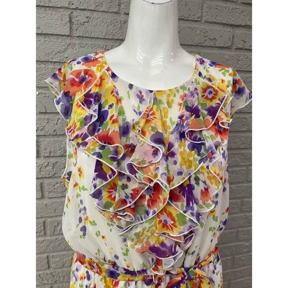Emma & Michele Spring / Summer Multicolored Floral Shift Dress Size 14 - Picture 6 of 12